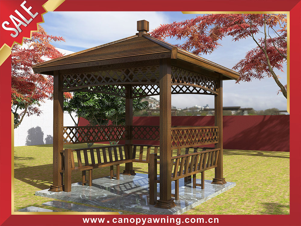 High quality outdoor courtyard wood look aluminum pavilion gazebo canopy shelter for sale High quality outdoor courtyard wood look aluminum pavilion gazebo canopy shelter for sale