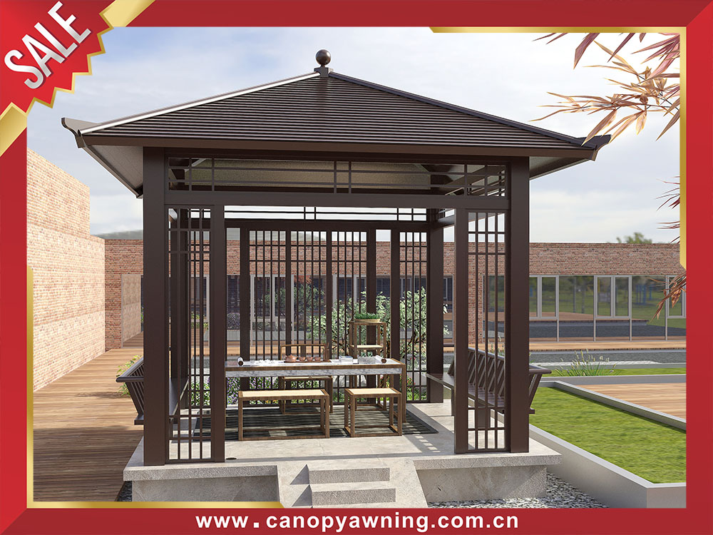  Excellent outdoor backyard courtyard wood look aluminum pavilion gazebo canopy shelter