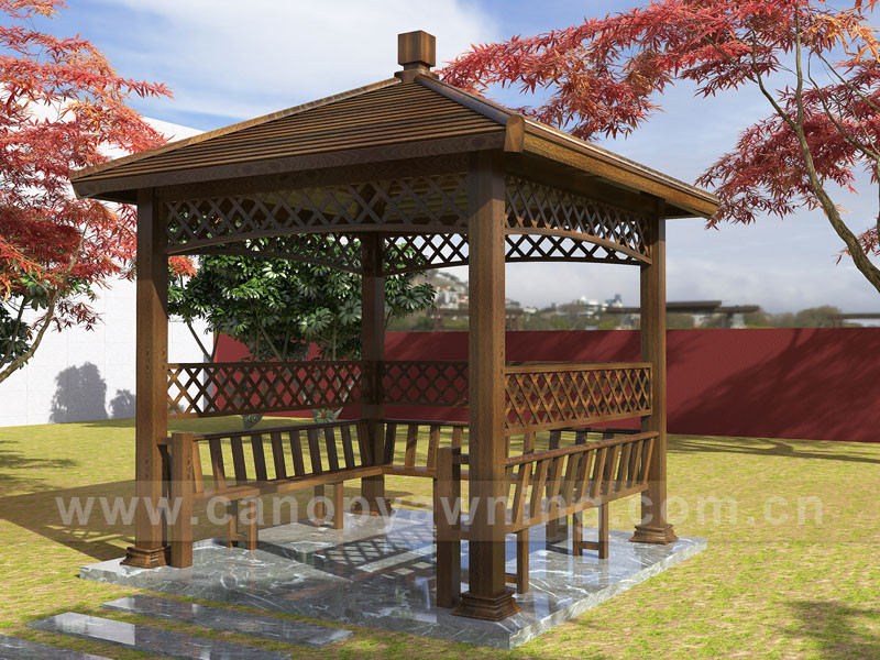 outdoor courtyard backyard aluminum wood look gazebo pavilion