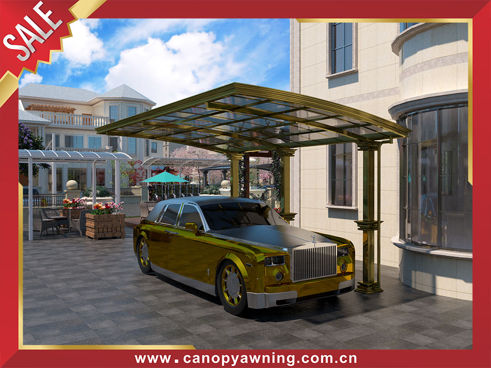 Outdoor villa backyard luxury parking single car canopy awning shelter carport with aluminum framework & polycarbonate sheet Outdoor villa backyard luxury parking single car canopy awning shelter carport with aluminum framework & polycarbonate sheet