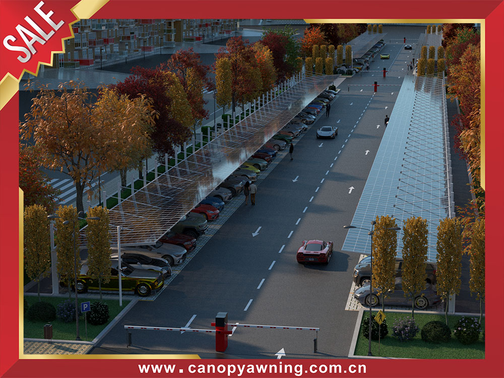 outdoor public polycarbonate aluminum carports parking multi-car canopy shelter for parking lot projects