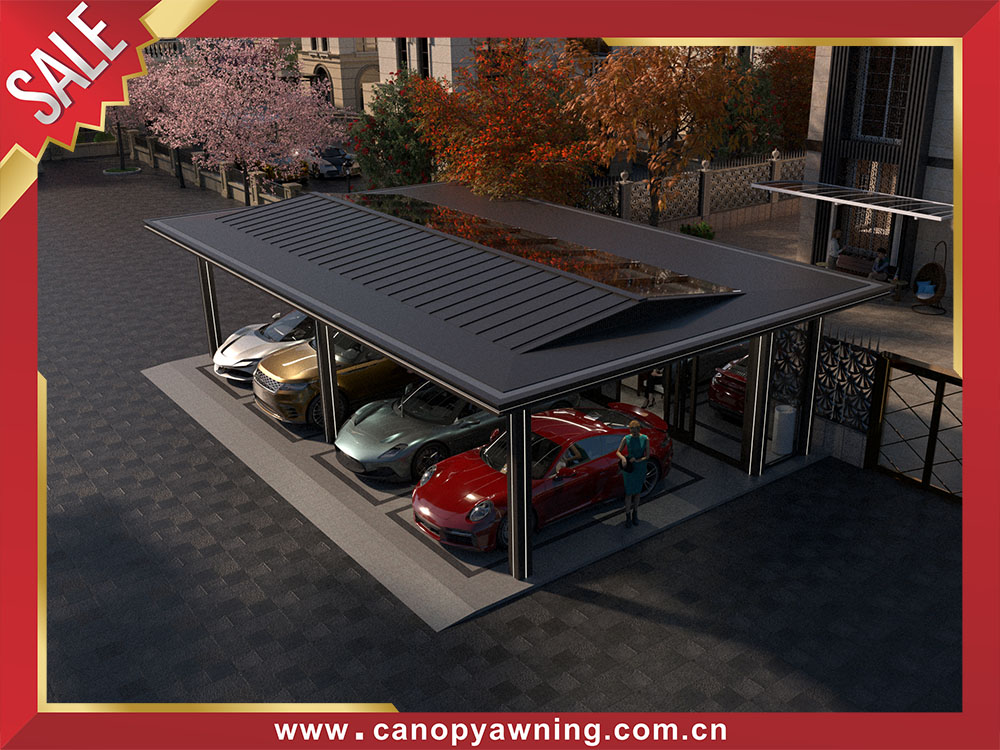 High quality high end luxury outdoor backyard aluminum customized parking four cars shelter garage carport