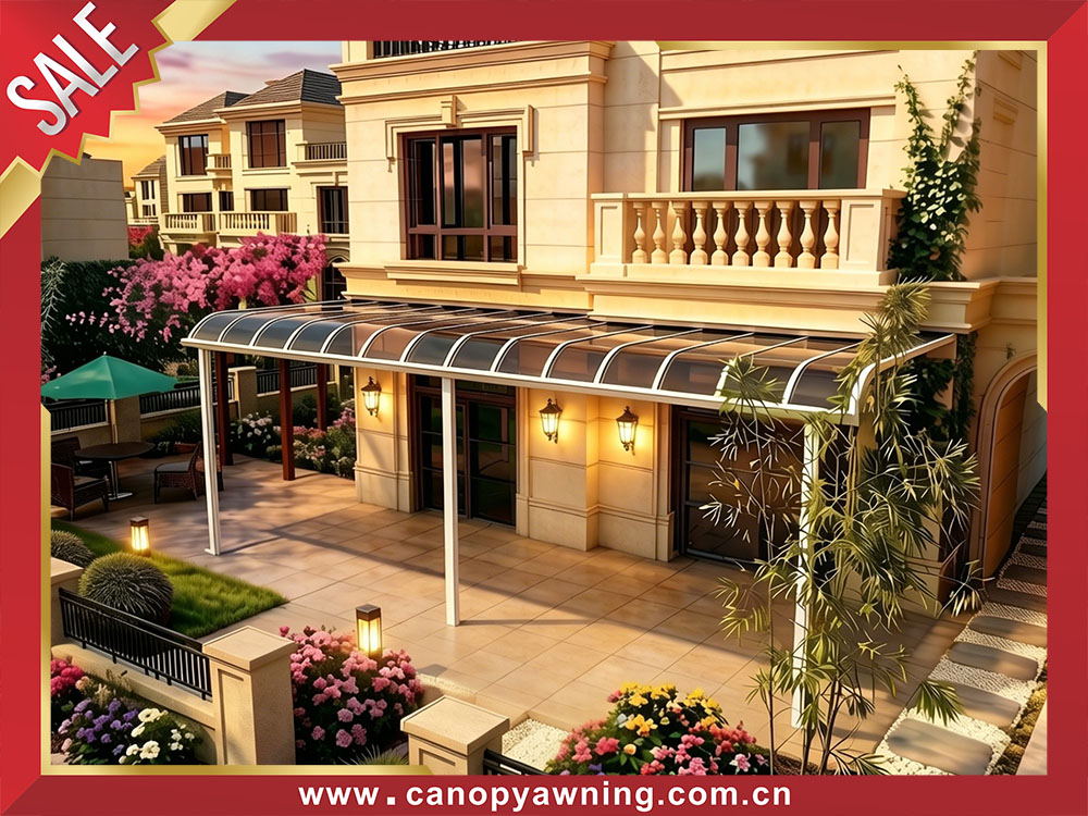 House patio terrace balcony canopy awning shelter with aluminum alloy framework and polycarbonate sheet as cover