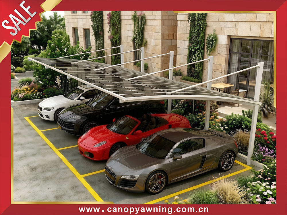 Outdoor backyard polycarbonate aluminum cantilevered brace hanging carport park cars canopy shelter