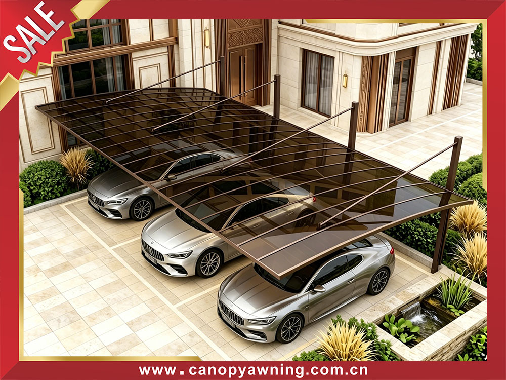 Outdoor backyard polycarbonate aluminum cantilevered brace hanging carport park cars canopy shelter