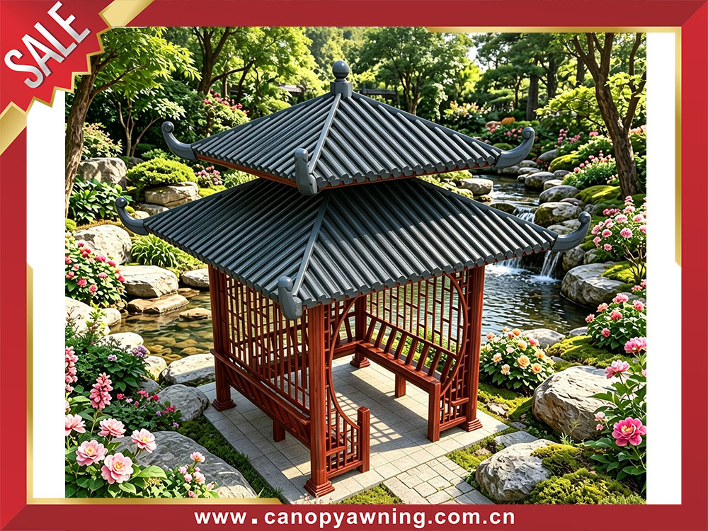 outdoor garden backyard courtyard Chinese classical style aluminium pavilion gazebo shelter