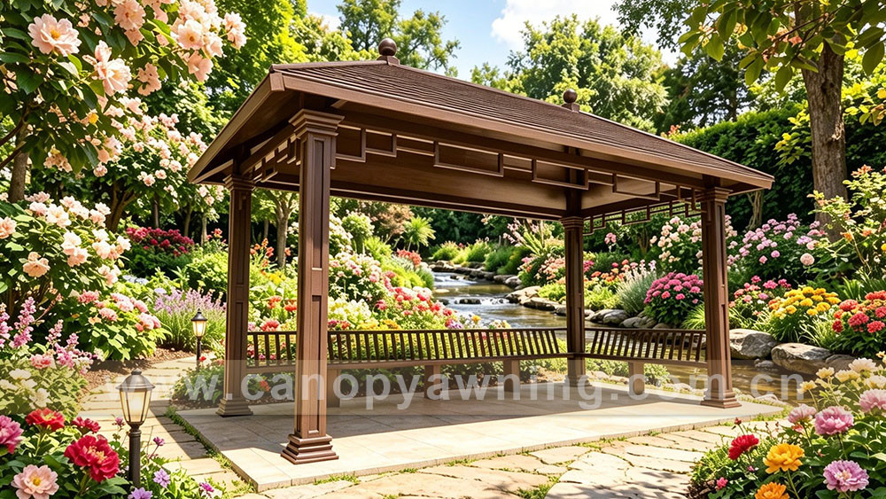 outdoor wook look aluminum gazebo pavilion
