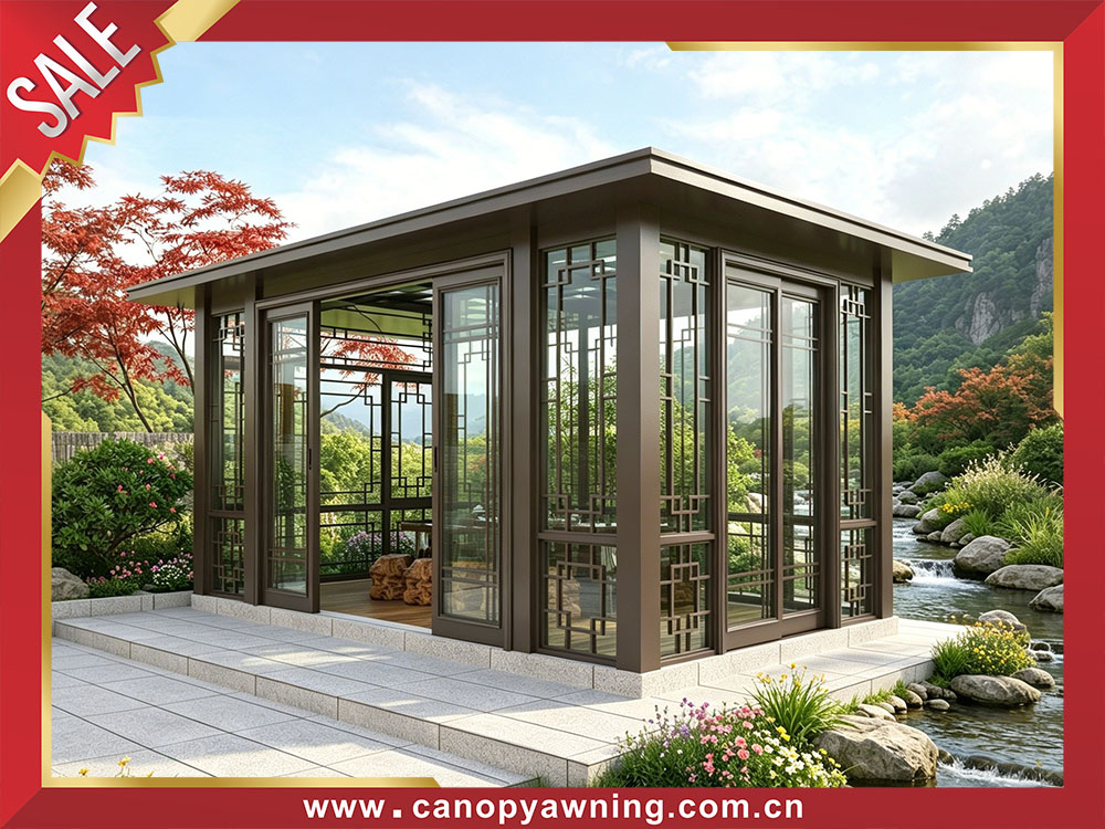 Garden backyard glass aluminium pavilion gazebo enclosure cabin shed tiny house
