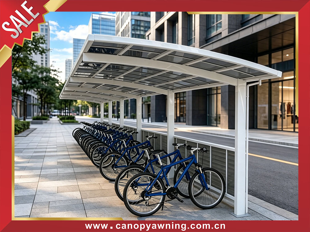 Aluminum polycarbonate outdoor public parking motorcycle bicycle bike shelter canopy awning 
