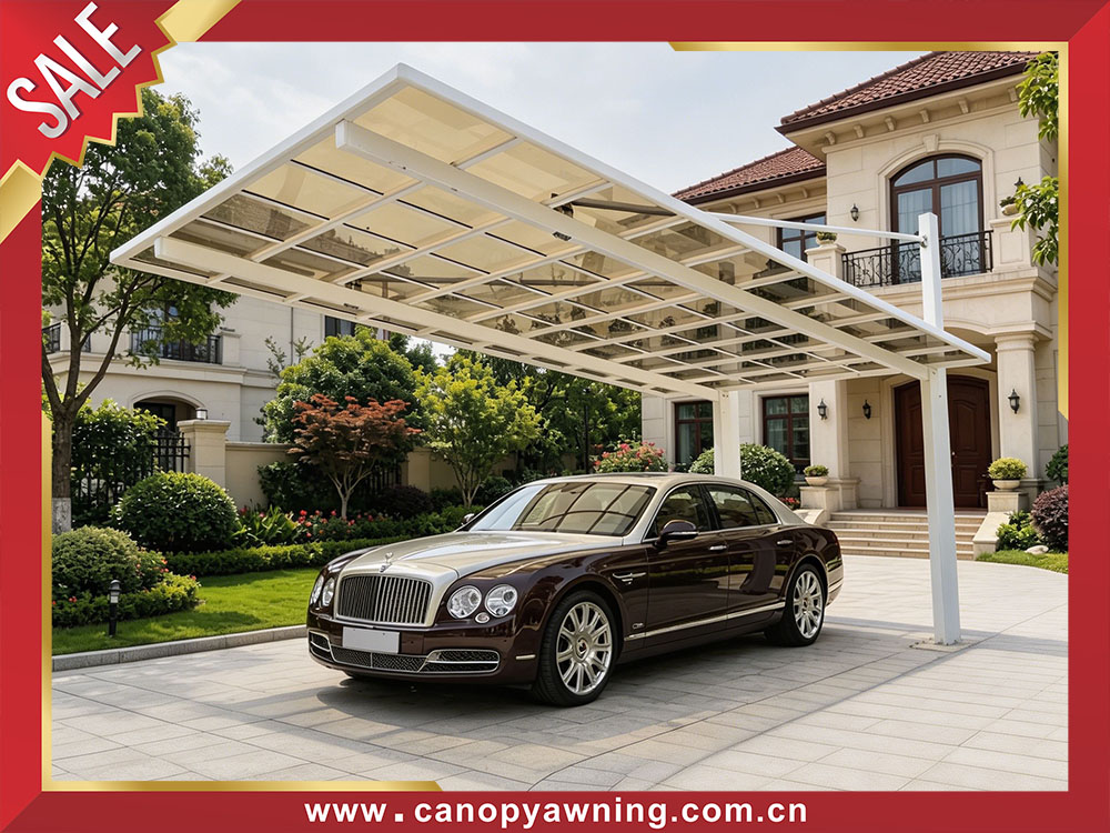 High quality outdoor backyard cantilevered brace hanging aluminum carport park single car canopy shelter 