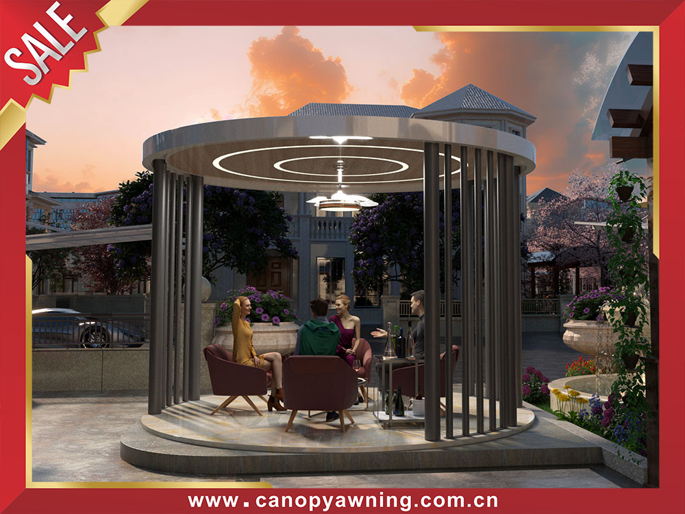 Modern design outdoor backyard aluminum rounded roofing pavilion gazebo canopy shelter for sale