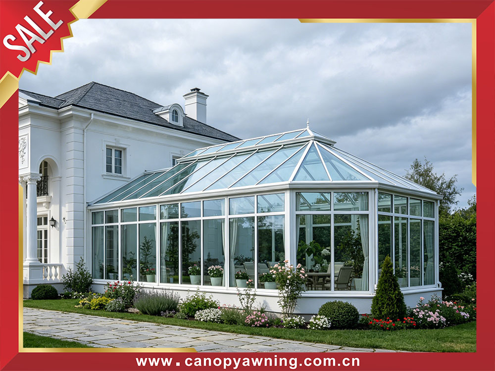 Luxury outdoor house villa aluminum glass sunroom sun house shed cabine enclousure