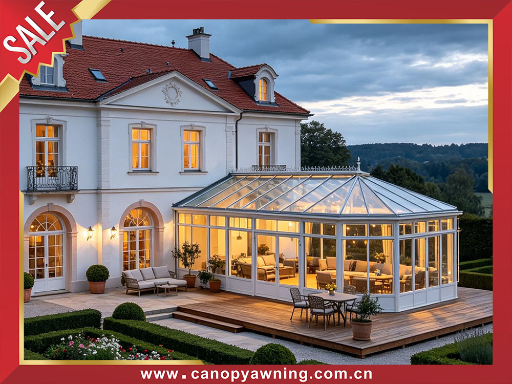 Luxury outdoor house villa aluminum glass sunroom sun house shed cabine enclousure