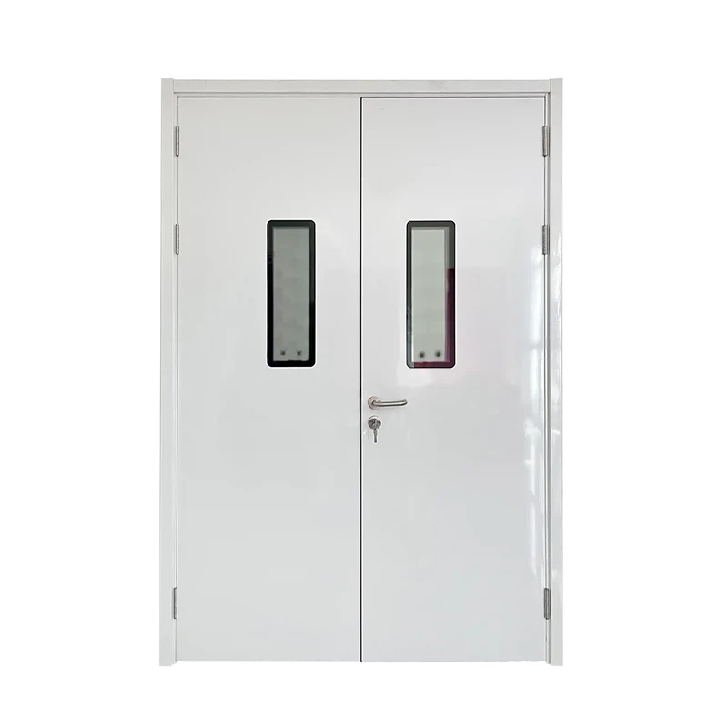 Manual double-leaf swing steel door