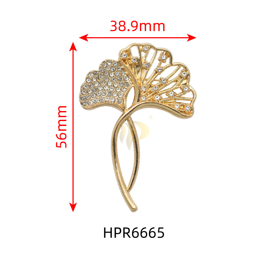 Broche de Pedras Rhinestone em Forma de Folha de Ginkgo