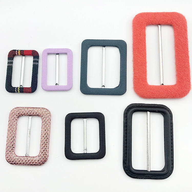 Customized round and rectangular leather and metal belt with pin, waterproof fabric cover buckle