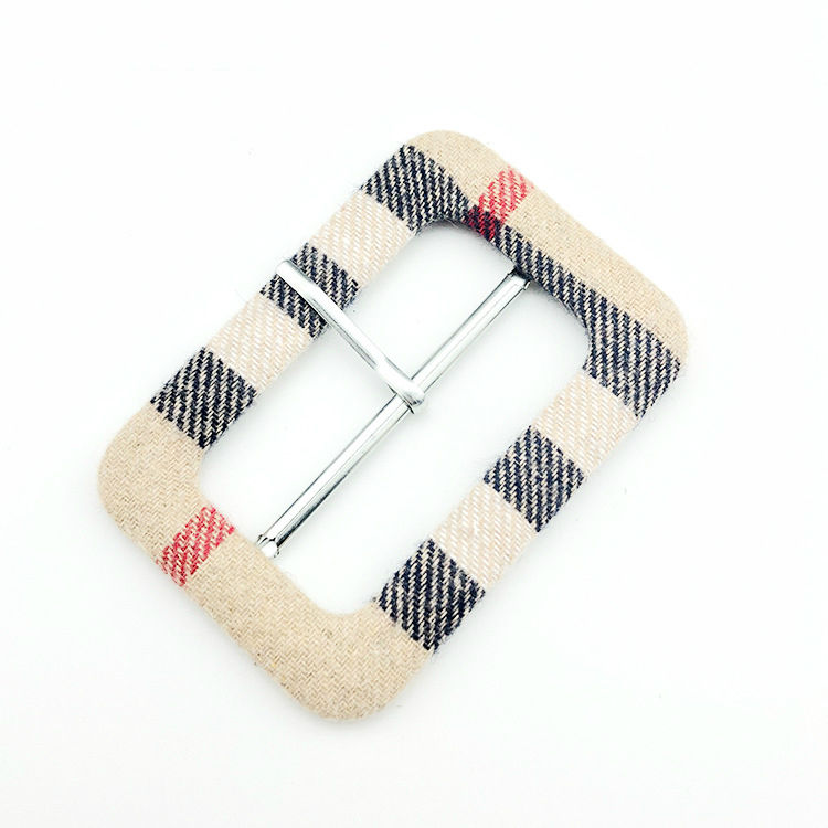 Customized round and rectangular leather and metal belt with pin, waterproof fabric cover buckle