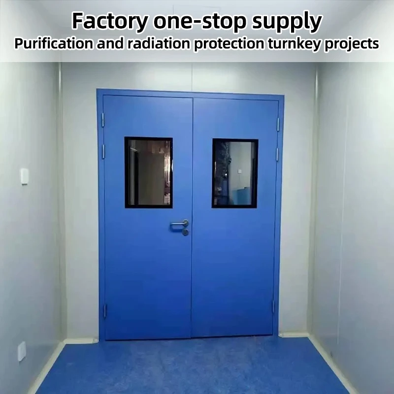 Medical Cleanroom Steel Doors, Easy-to-Clean Double-Leaf Doors