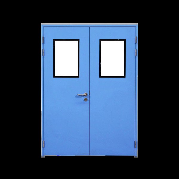 Manual double-leaf swing steel door