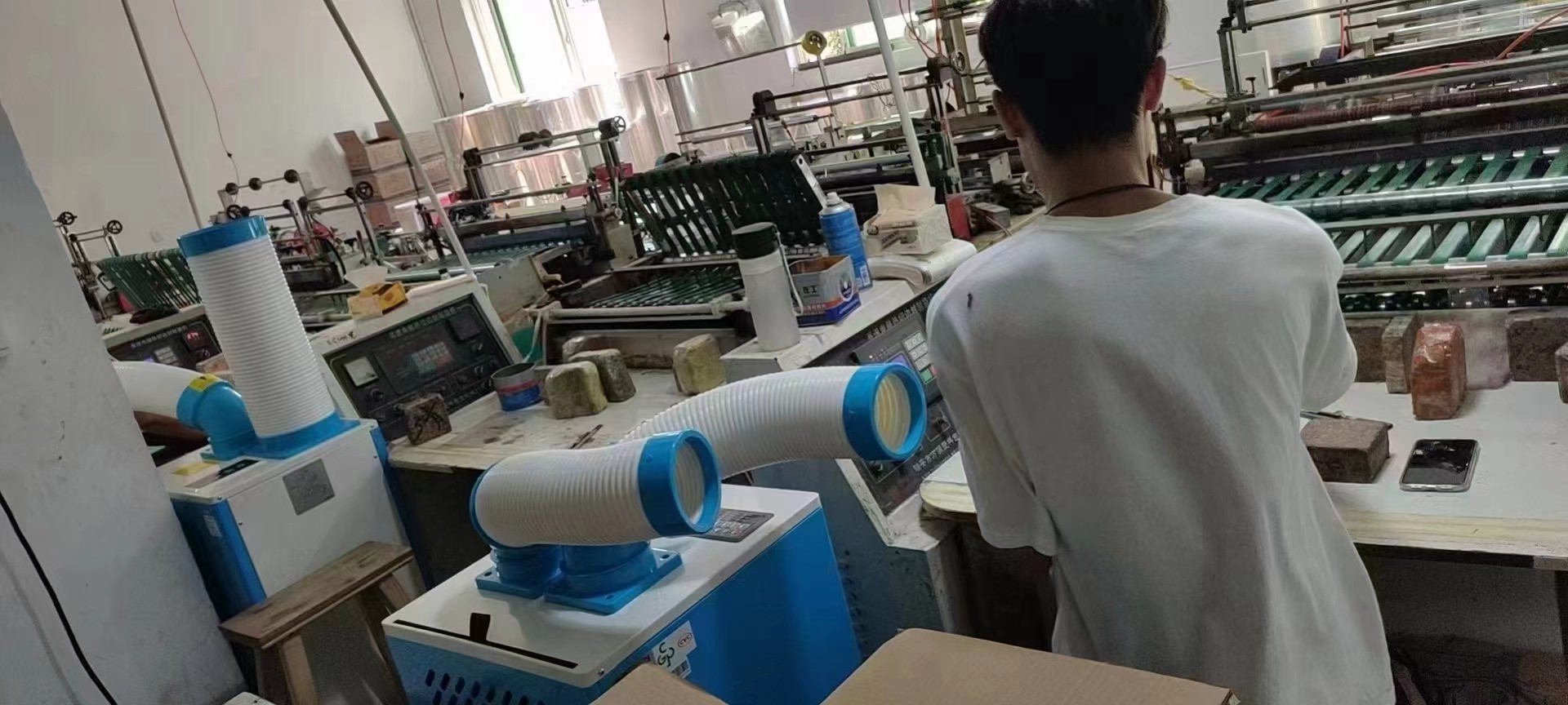 Portable AC in workshop