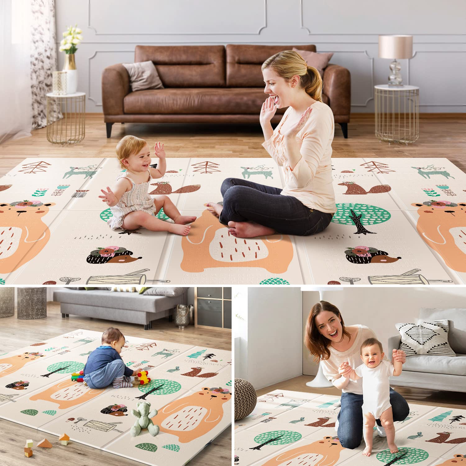 Foldable Baby Play Mat - Waterproof XPE Foam Mat for Newborn