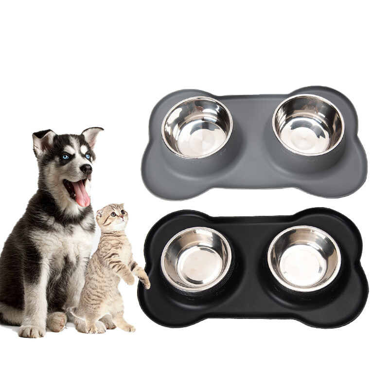 Dog Bone Pet Mat with Bowl