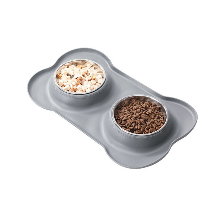 Dog Bone Pet Mat with Bowl