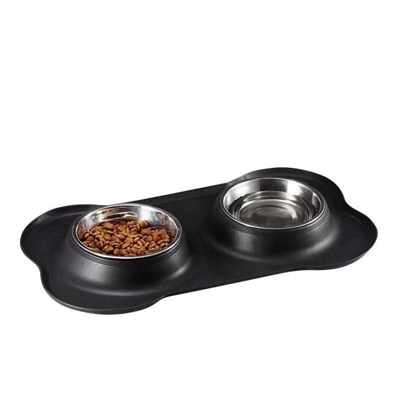 Dog Bone Pet Mat with Bowl