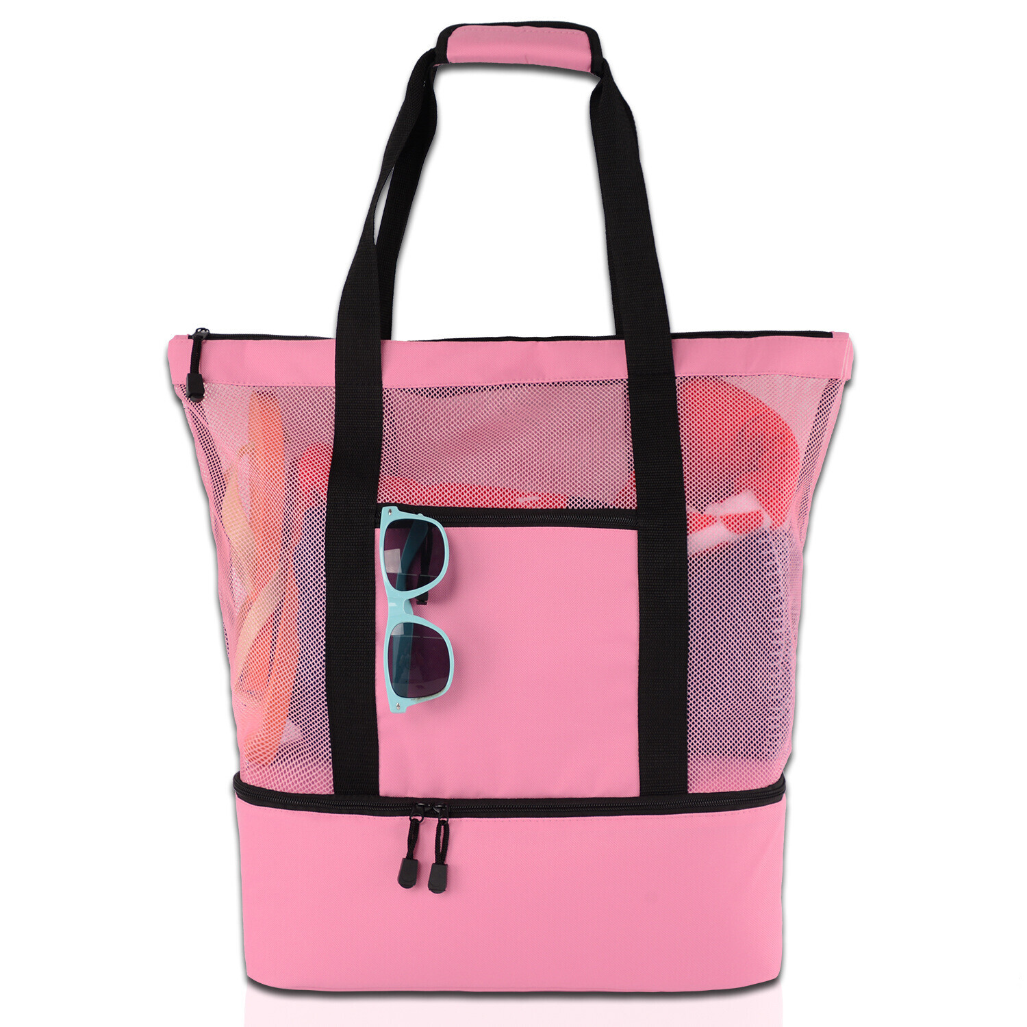 Insulated Cooler Beach Mesh Tote Bag 