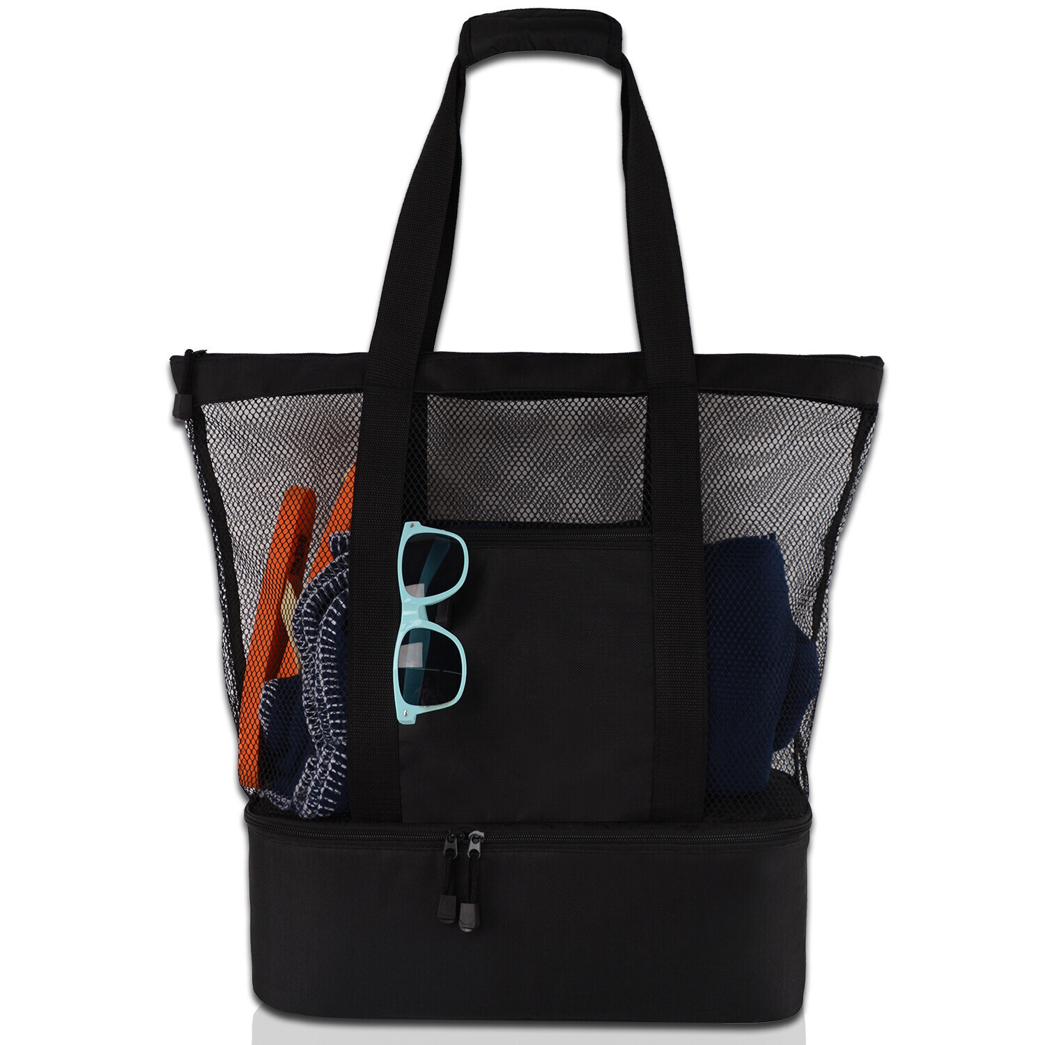 Insulated Cooler Beach Mesh Tote Bag 