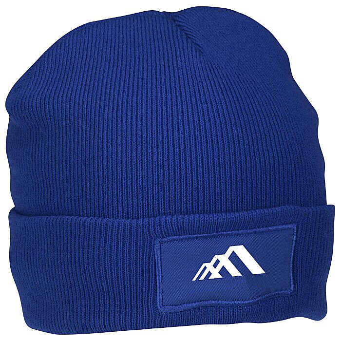 Cuffed Knit Beanie with Patch