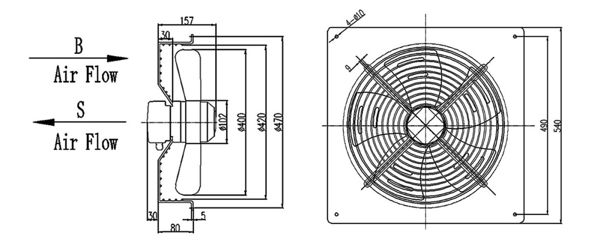Dimension-400--square-axial-fan