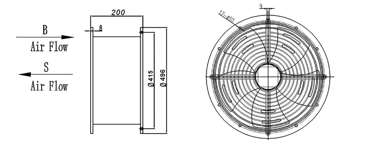 Dimension-400-tube-axial-fan