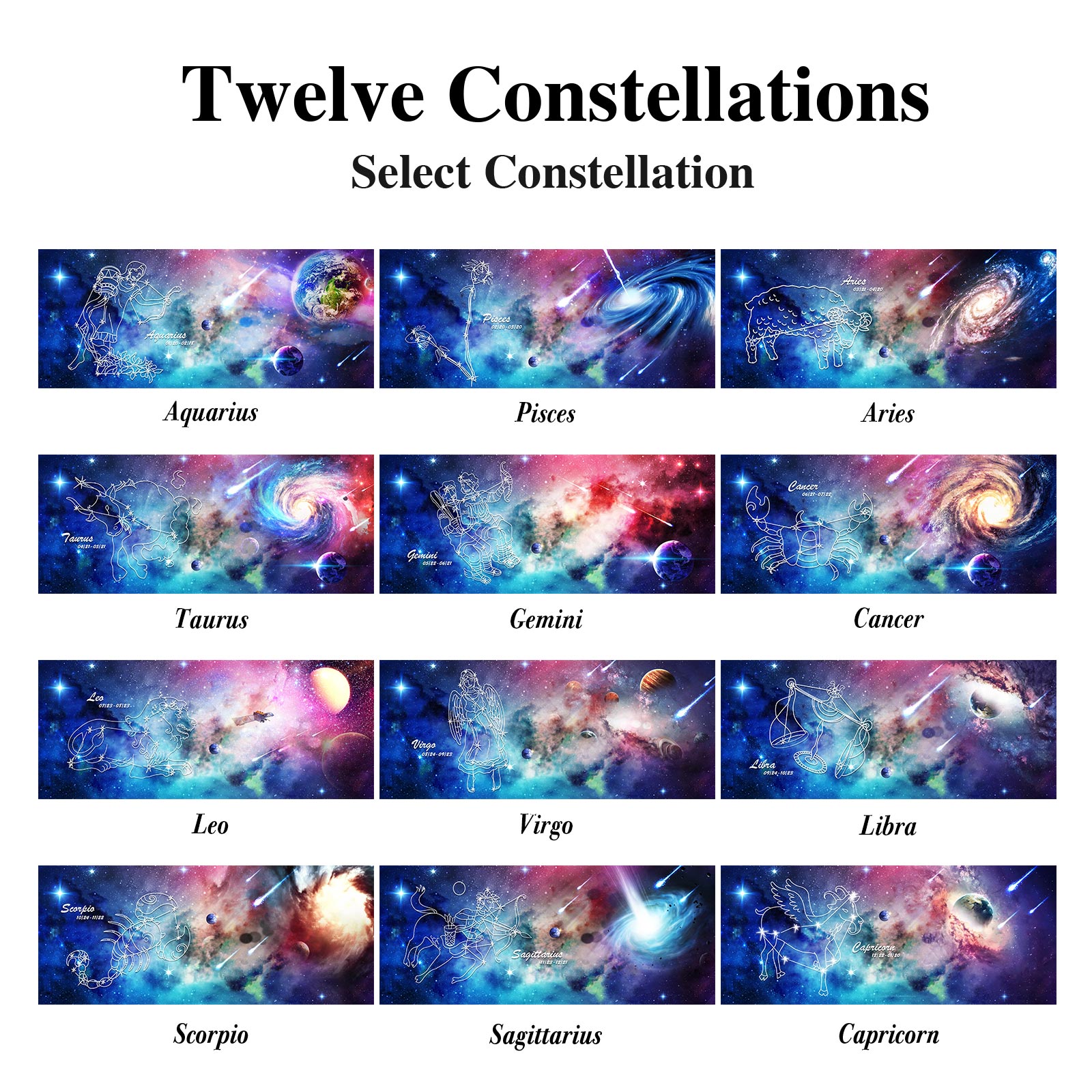 Starry Sky-Blue Dream 12 Constellations，Color Changing Mug Magic Mug.