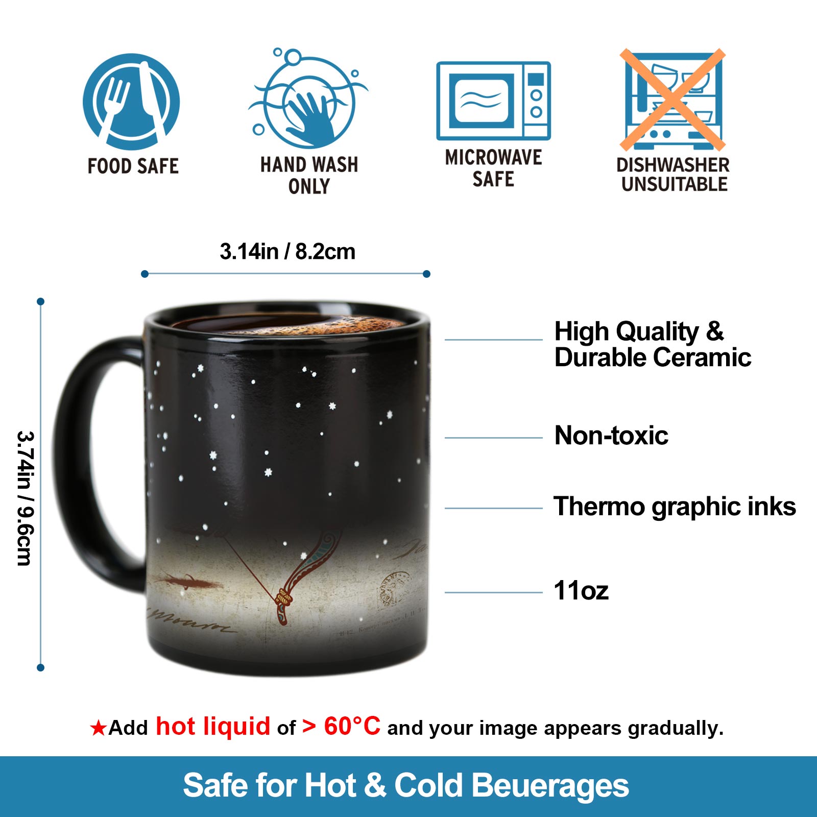 Starry Sky-Ancient time 12 Constellations，Color Changing Mug Magic Mug.