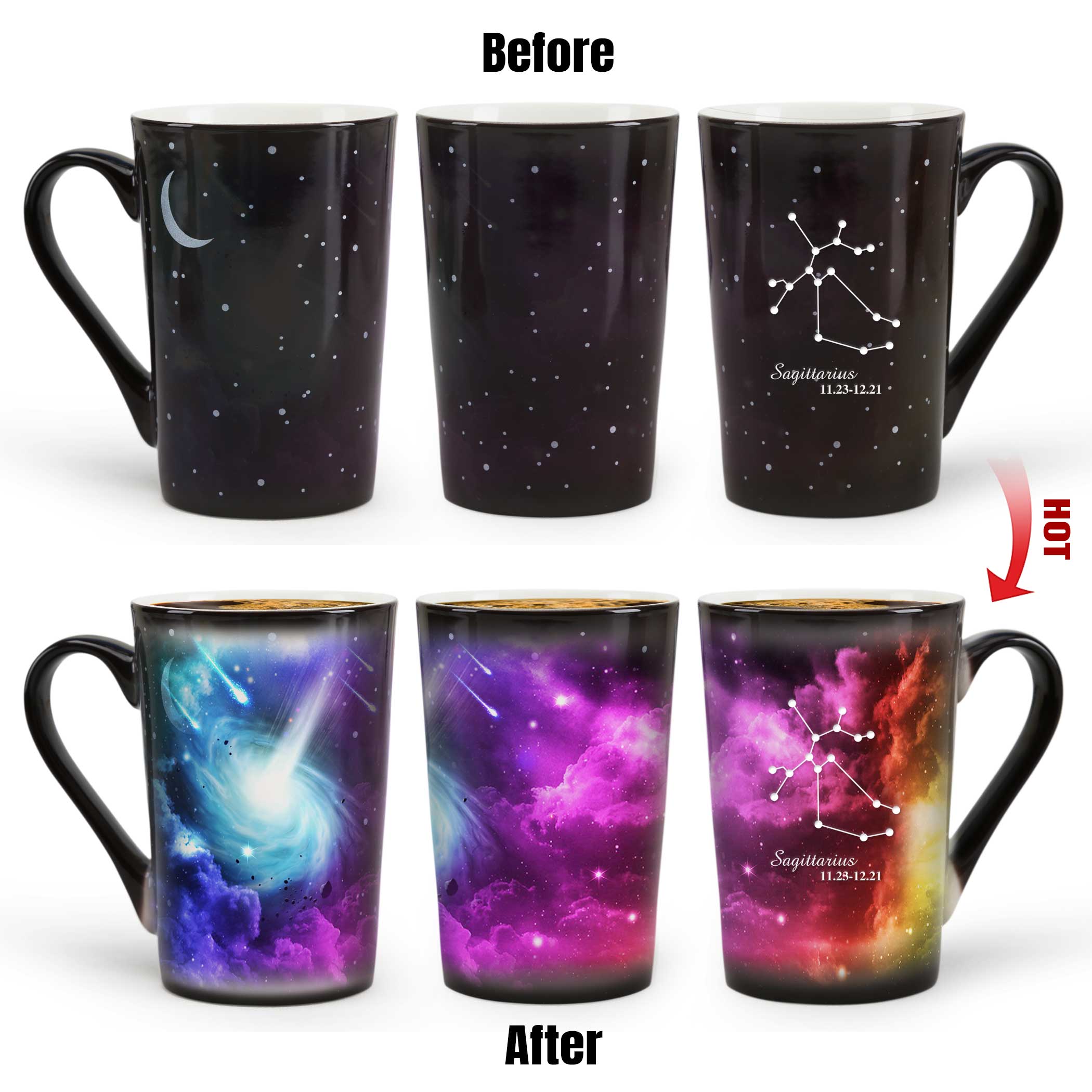 12# Starry Sky-Purple Fantasy 12 Constellations，Color Changing Mug Magic Mug.