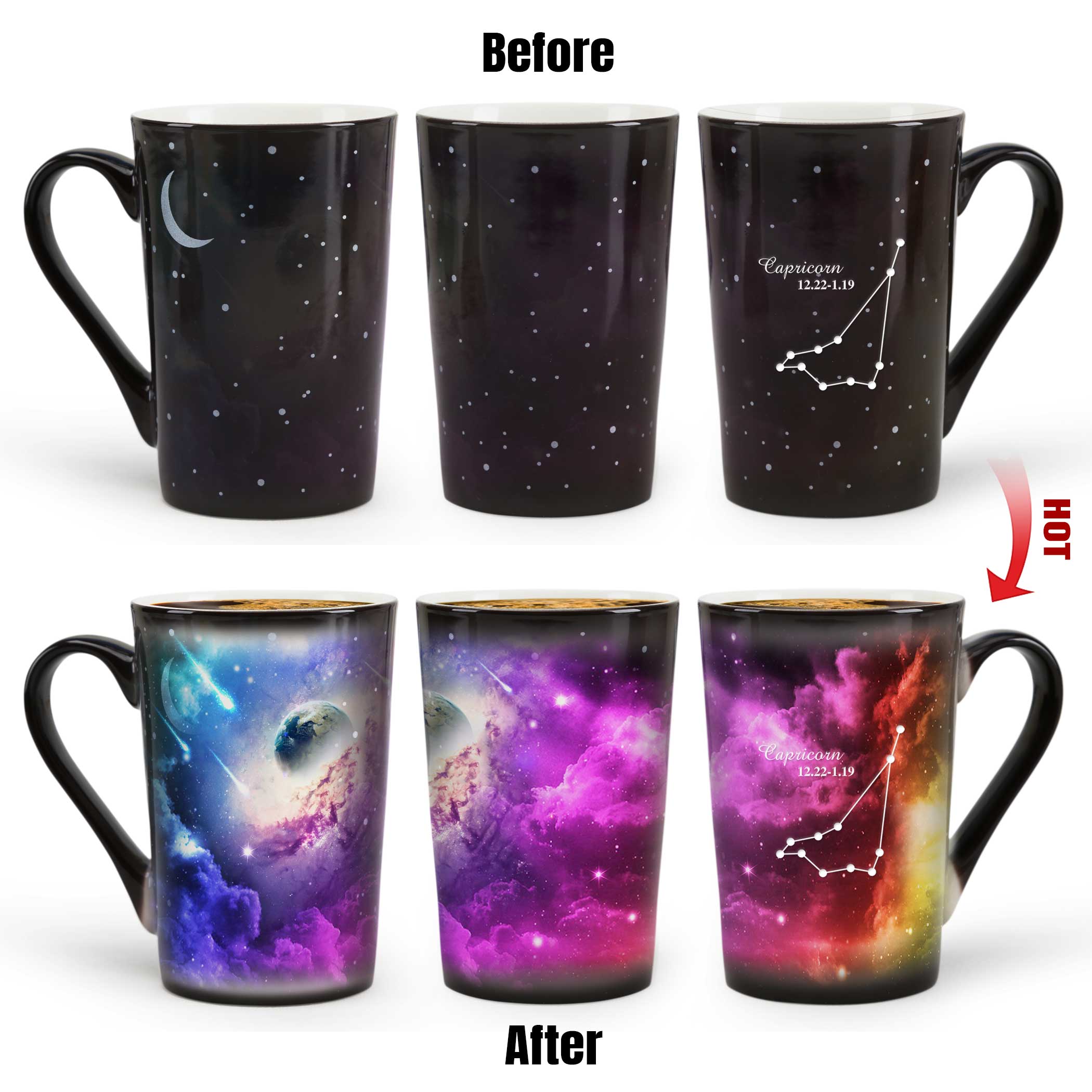 12# Starry Sky-Purple Fantasy 12 Constellations，Color Changing Mug Magic Mug.