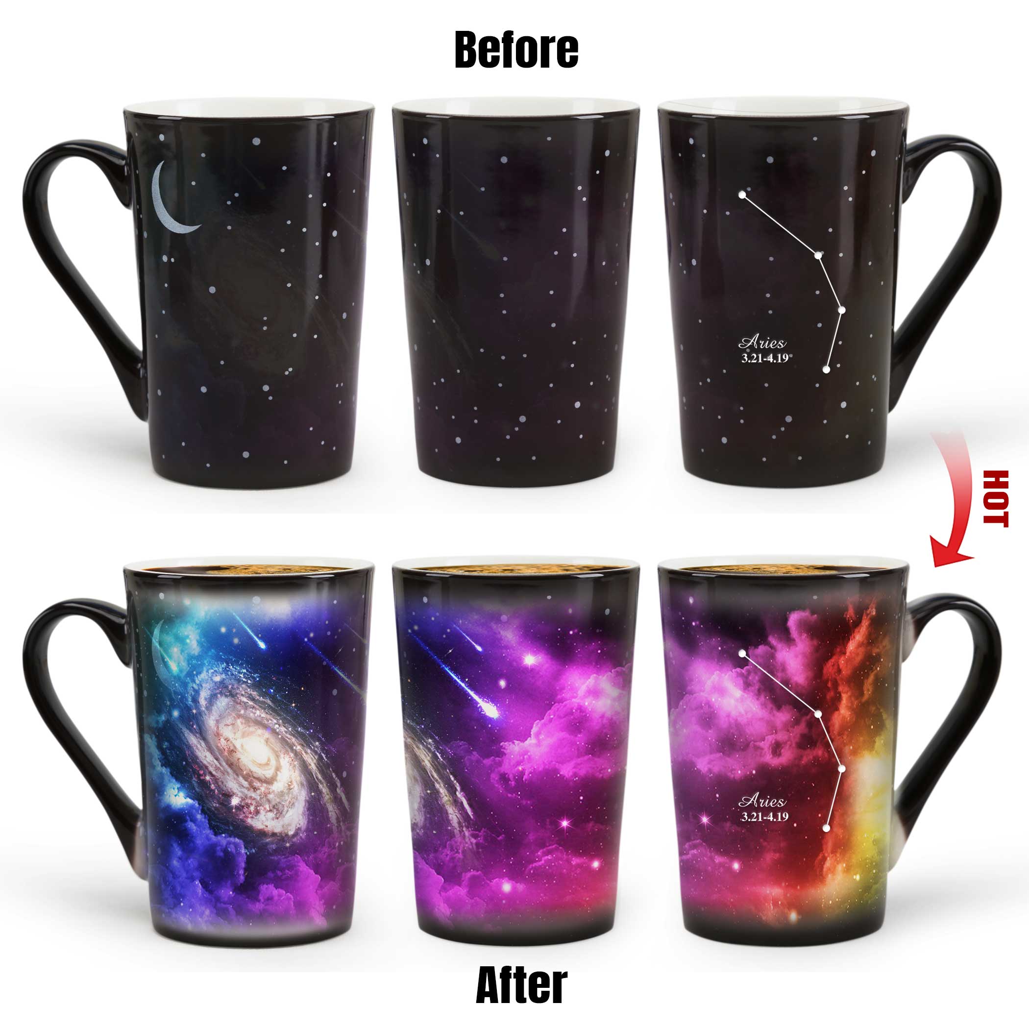 12# Starry Sky-Purple Fantasy 12 Constellations，Color Changing Mug Magic Mug.