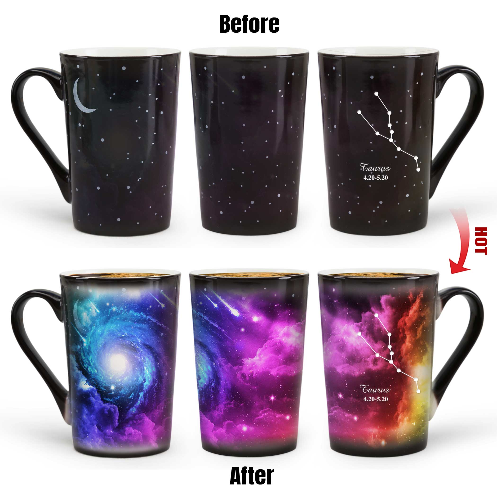 12# Starry Sky-Purple Fantasy 12 Constellations，Color Changing Mug Magic Mug.