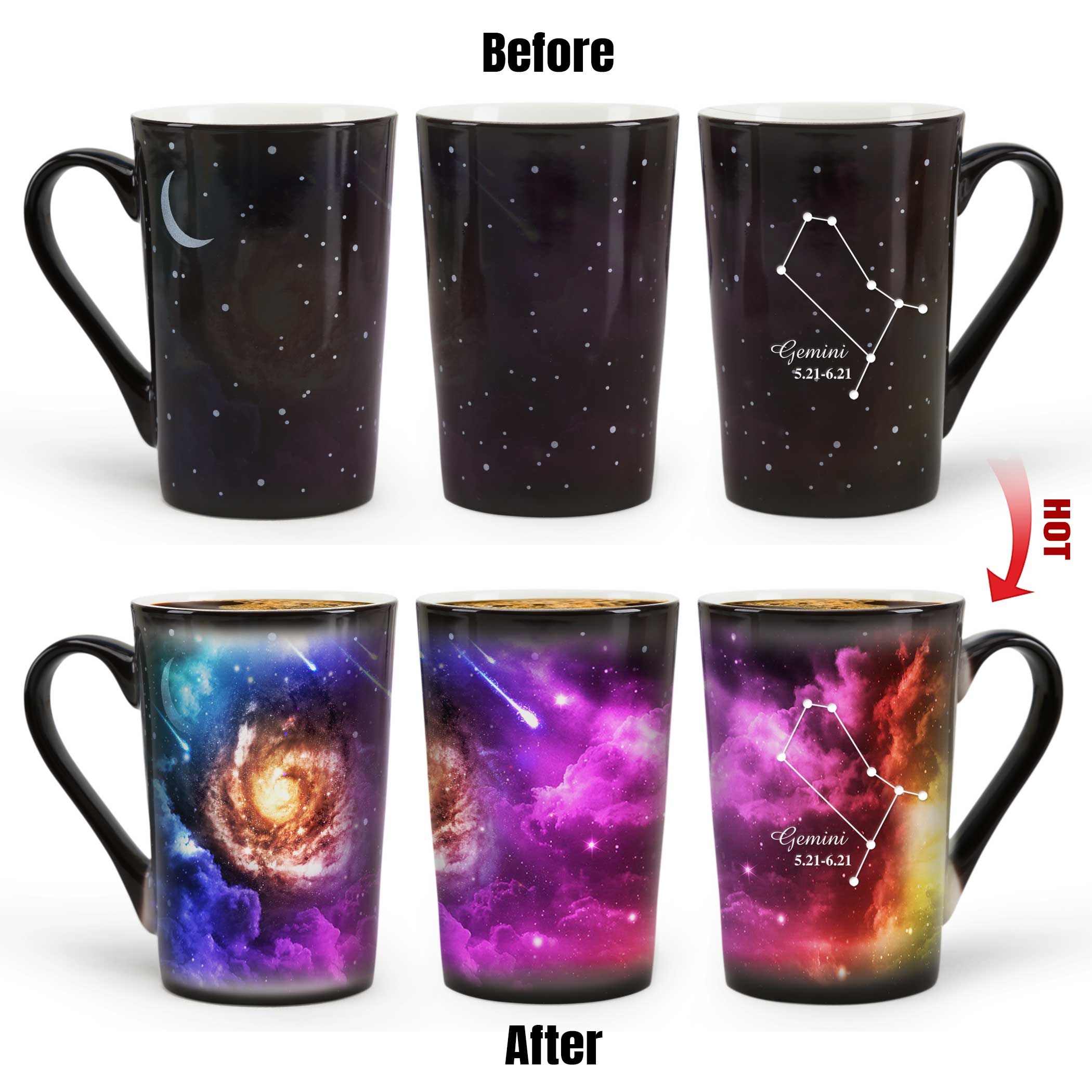 12# Starry Sky-Purple Fantasy 12 Constellations，Color Changing Mug Magic Mug.