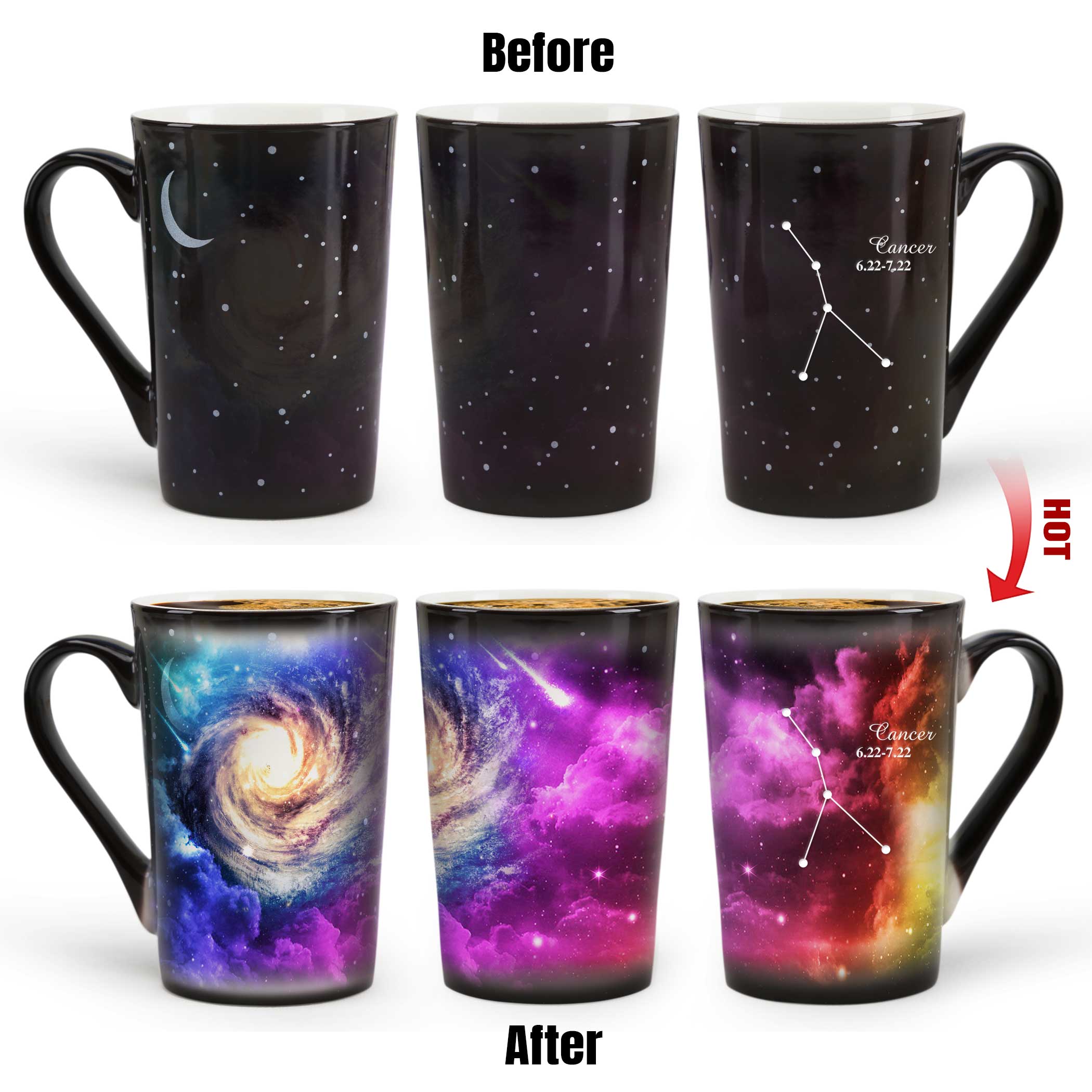 12# Starry Sky-Purple Fantasy 12 Constellations，Color Changing Mug Magic Mug.