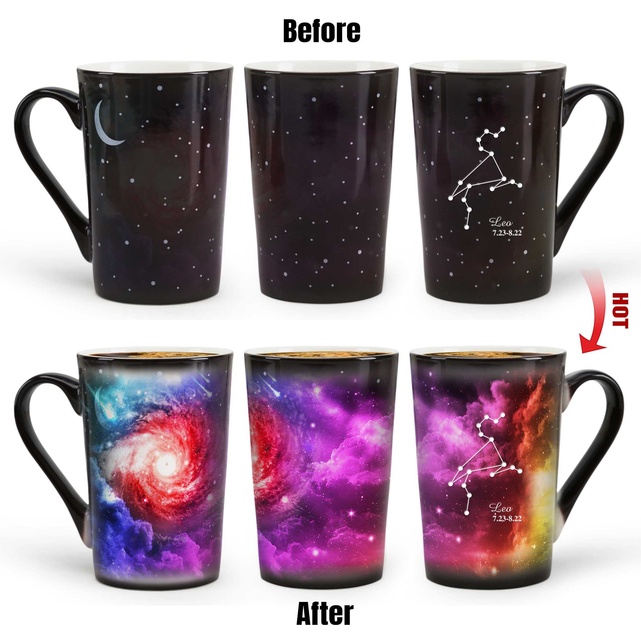 12# Starry Sky-Purple Fantasy 12 Constellations，Color Changing Mug Magic Mug.