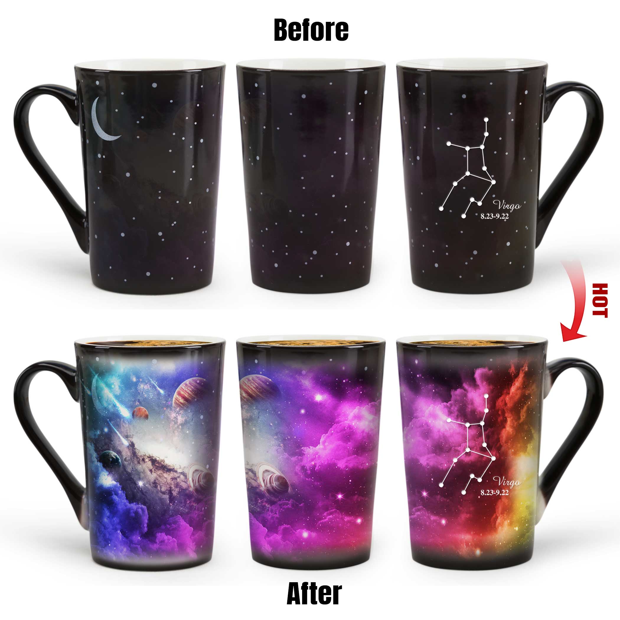 12# Starry Sky-Purple Fantasy 12 Constellations，Color Changing Mug Magic Mug.