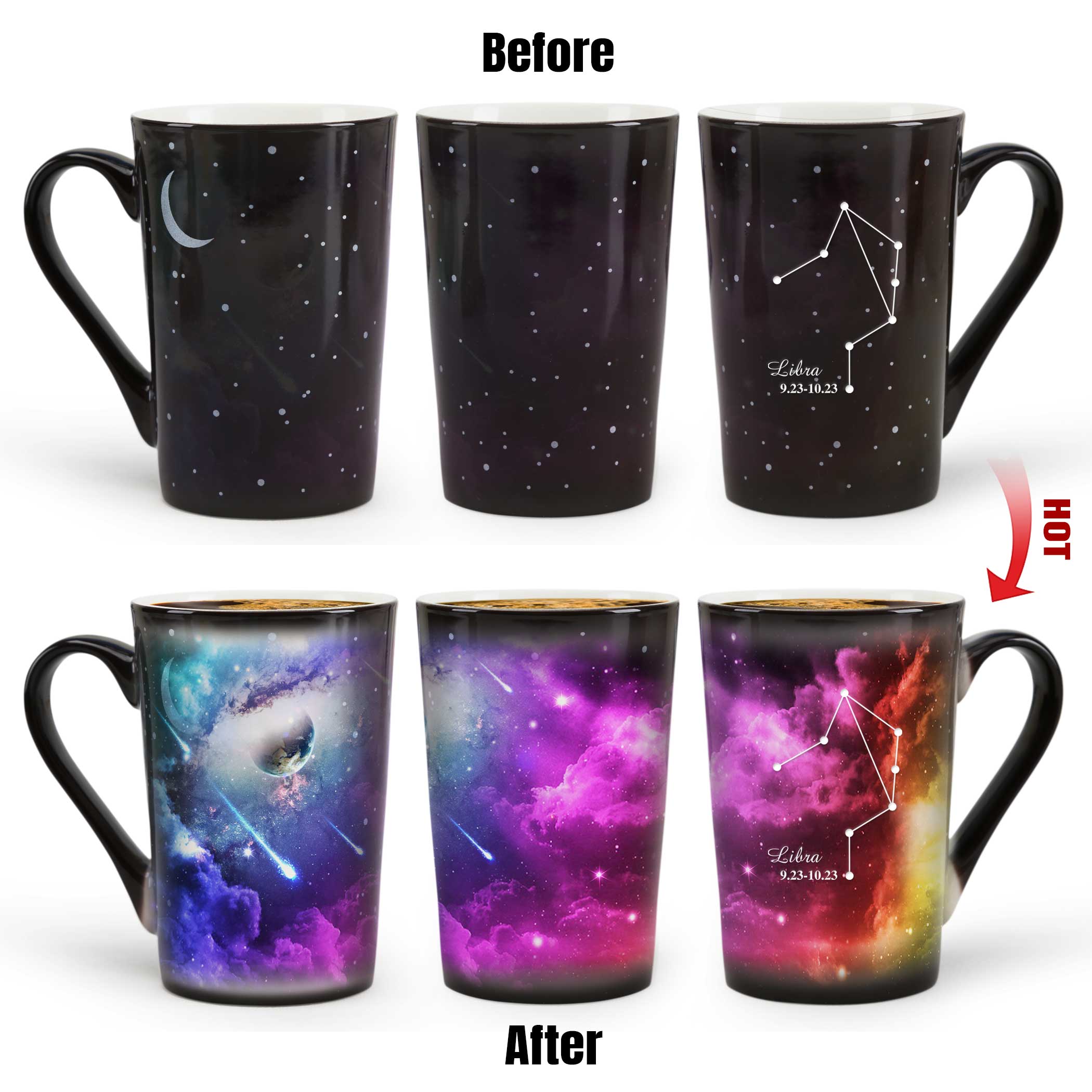 12# Starry Sky-Purple Fantasy 12 Constellations，Color Changing Mug Magic Mug.