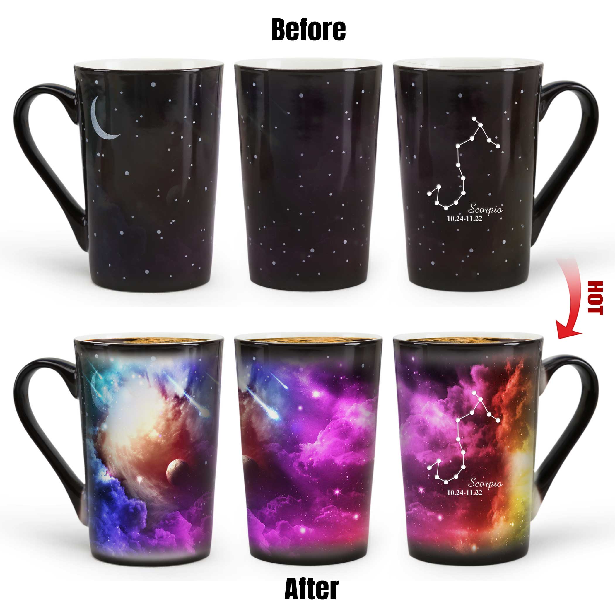 12# Starry Sky-Purple Fantasy 12 Constellations，Color Changing Mug Magic Mug.