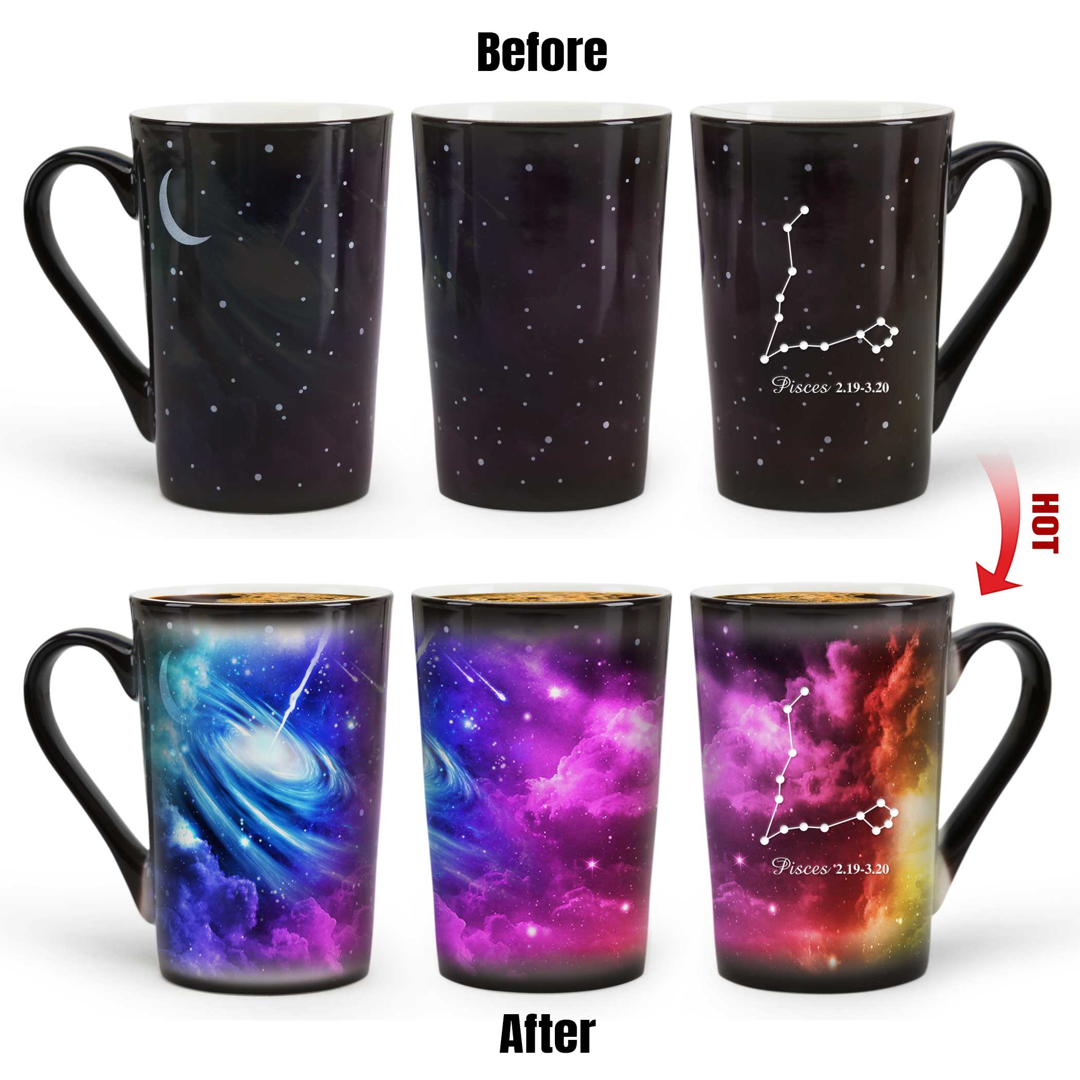 12# Starry Sky-Purple Fantasy 12 Constellations，Color Changing Mug Magic Mug.
