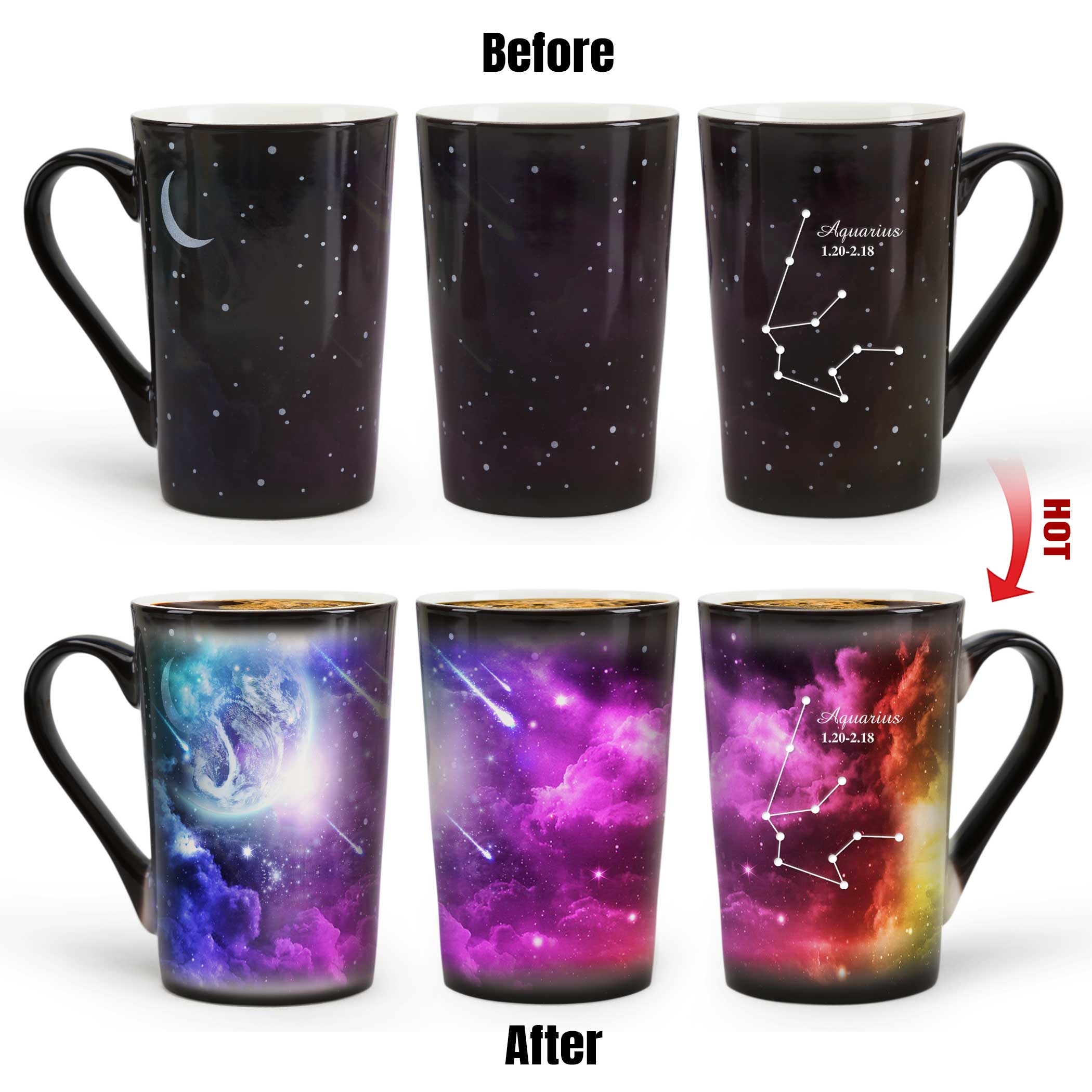 12# Starry Sky-Purple Fantasy 12 Constellations，Color Changing Mug Magic Mug.