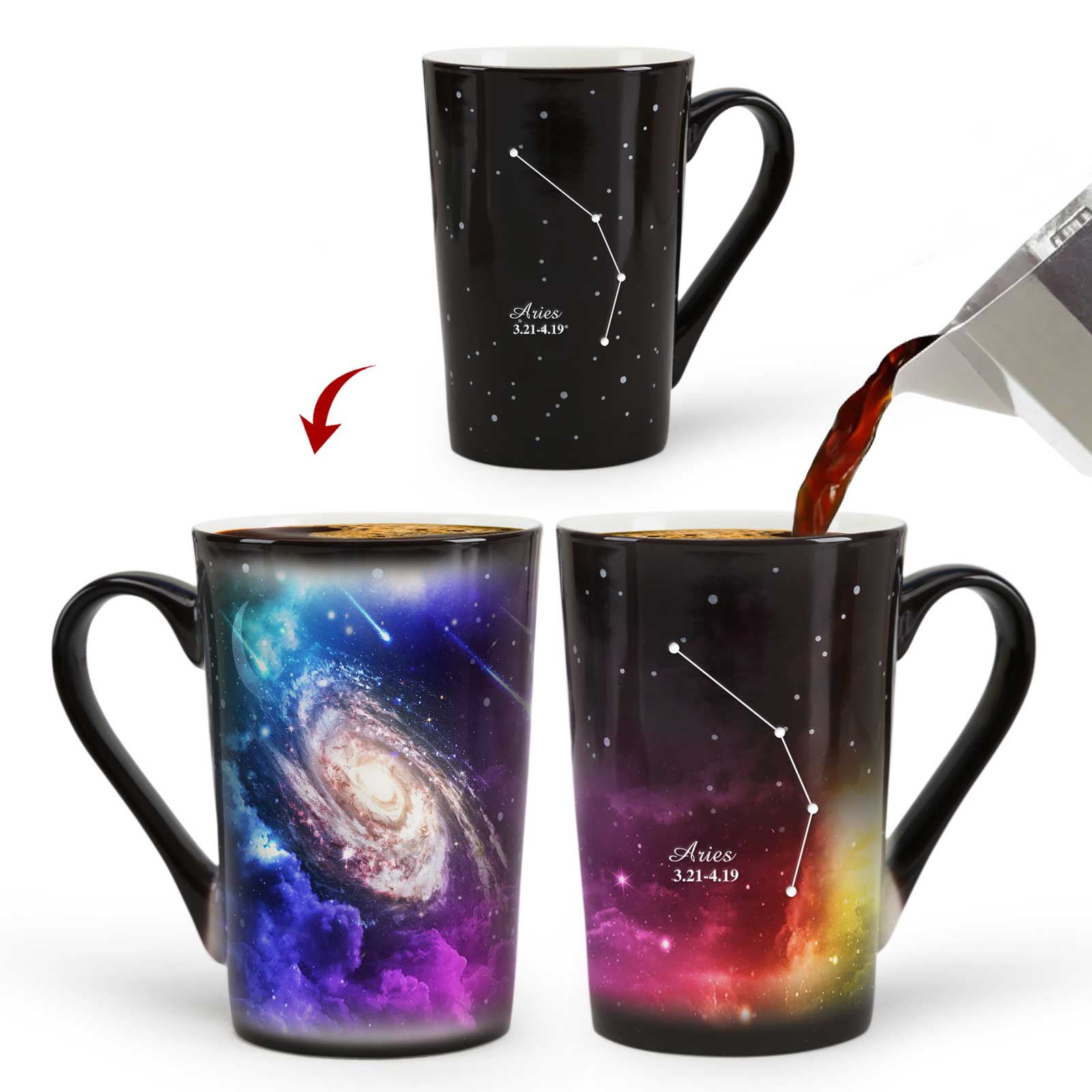 12# Starry Sky-Purple Fantasy 12 Constellations，Color Changing Mug Magic Mug.