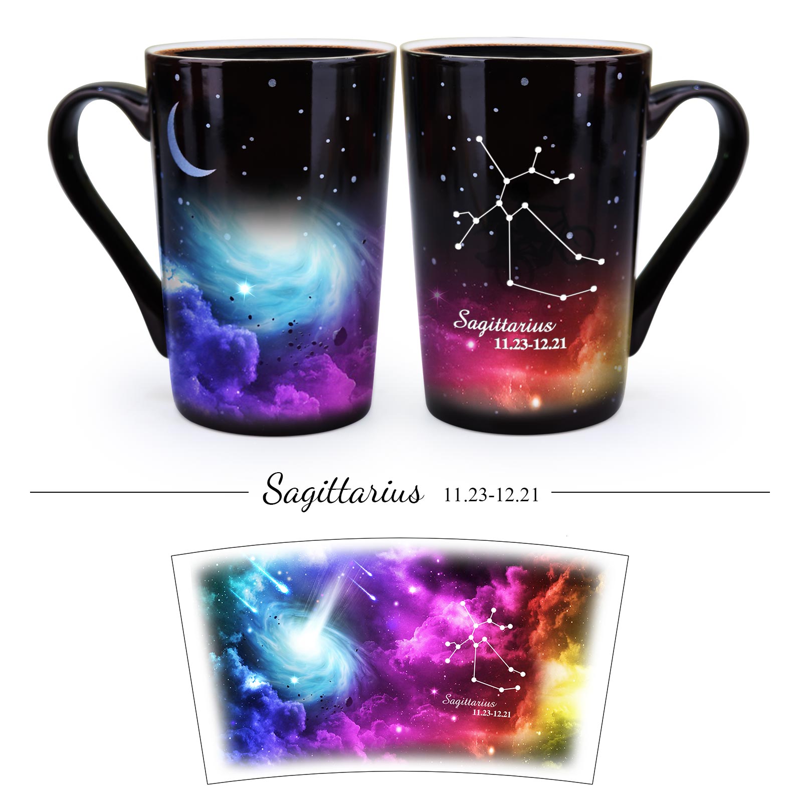 12# Starry Sky-Purple Fantasy 12 Constellations，Color Changing Mug Magic Mug.