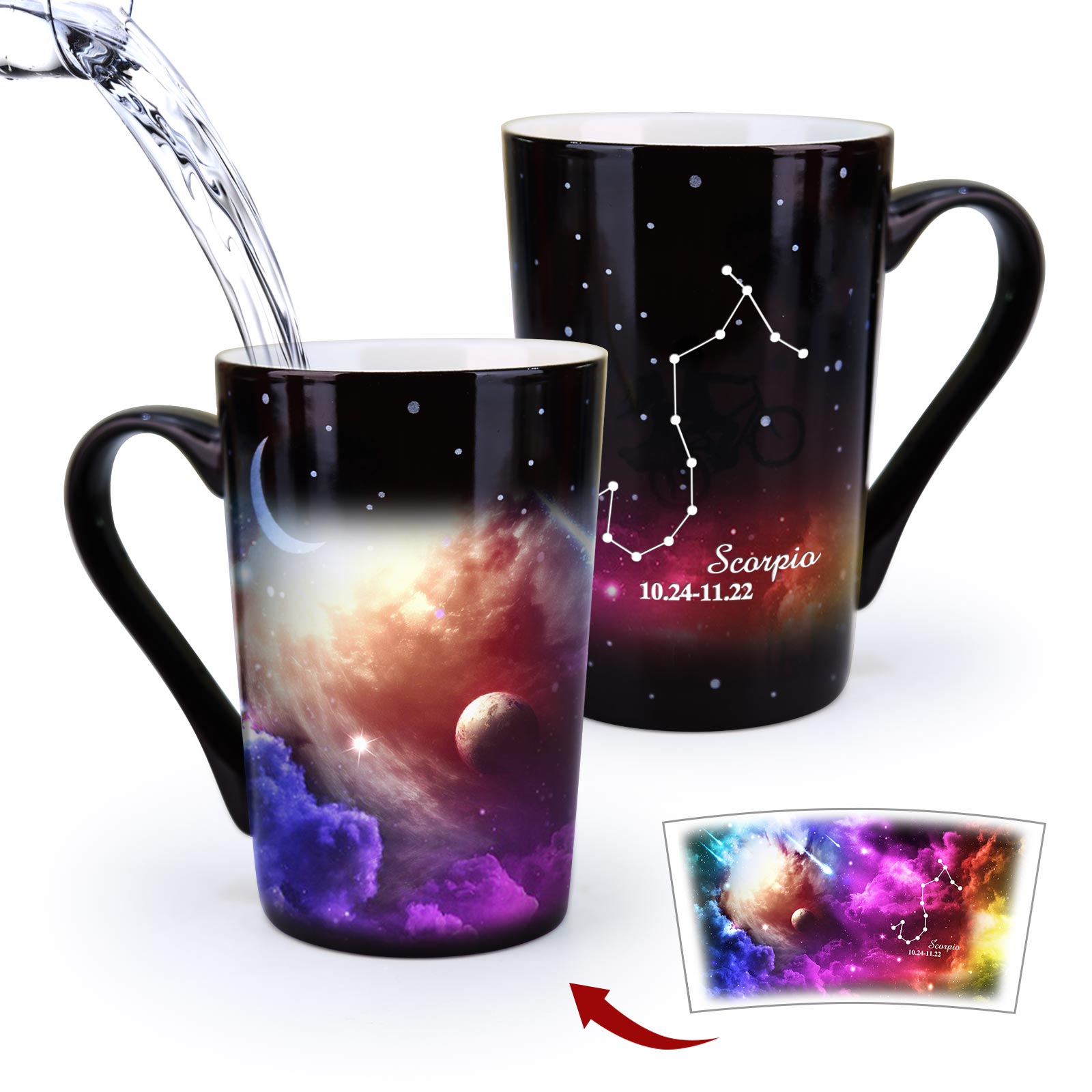 12# Starry Sky-Purple Fantasy 12 Constellations，Color Changing Mug Magic Mug.
